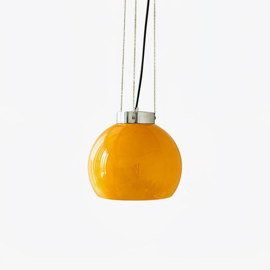 Mongolian Tent Inspired Glass & Metal Pendant Light