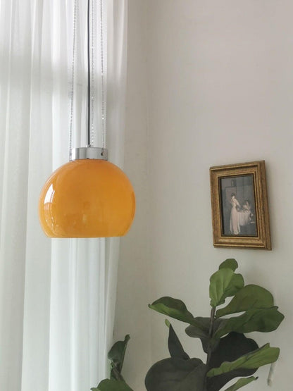 Mongolian Tent Inspired Glass & Metal Pendant Light