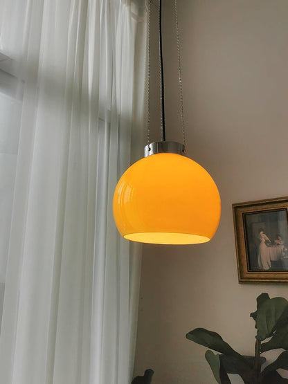 Mongolian Tent Inspired Glass & Metal Pendant Light