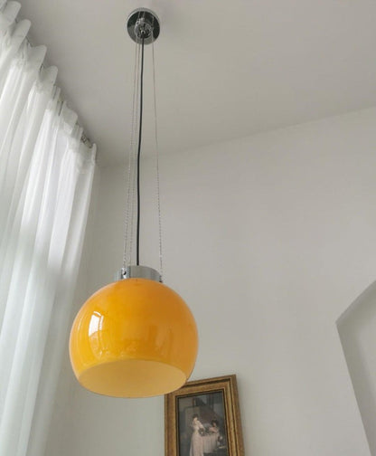 Mongolian Tent Inspired Glass & Metal Pendant Light