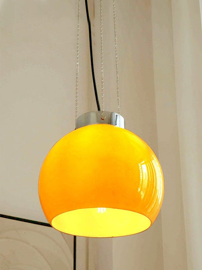 Mongolian Tent Inspired Glass & Metal Pendant Light