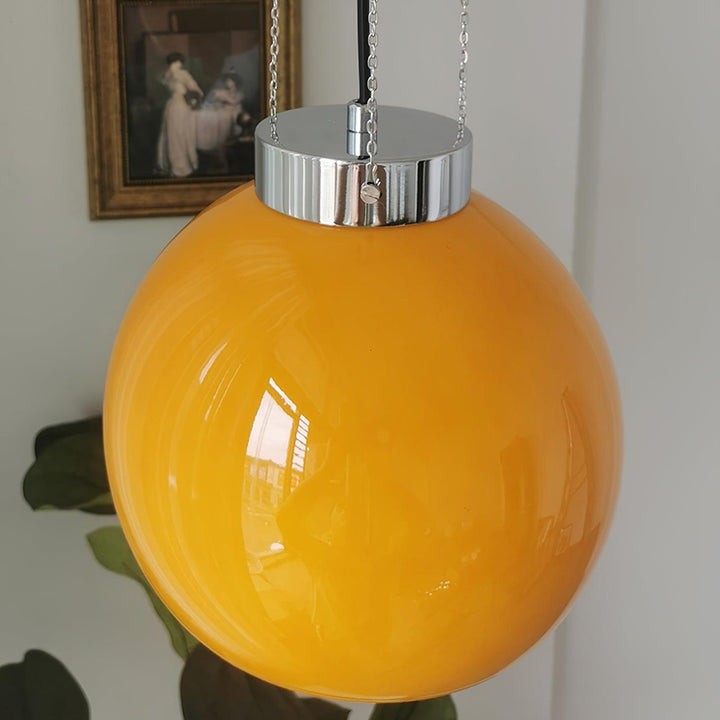 Mongolian Tent Inspired Glass & Metal Pendant Light