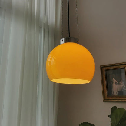 Mongolian Tent Inspired Glass & Metal Pendant Light