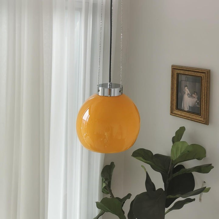 Mongolian Tent Inspired Glass & Metal Pendant Light