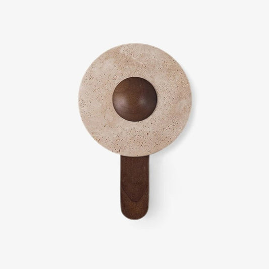 Moon Shaped Travertine & Wood Wall Sconce