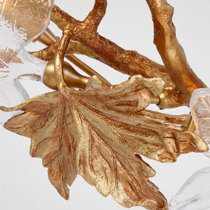 Mottled Brass Maple Leaf Branch Chandelier