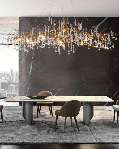 Natural Branch Brass & Crystal Chandelier – Modern Ceiling Light