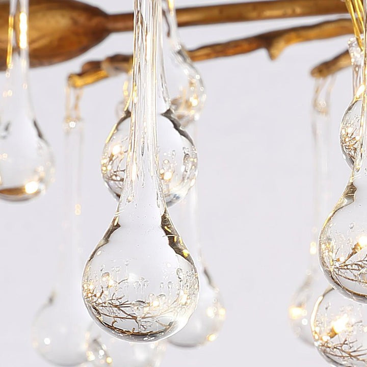 Natural Branch Brass & Crystal Chandelier – Modern Ceiling Light