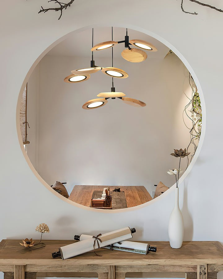 Natural Floating Wood LED Chandelier