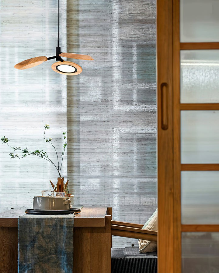 Natural Floating Wood LED Chandelier