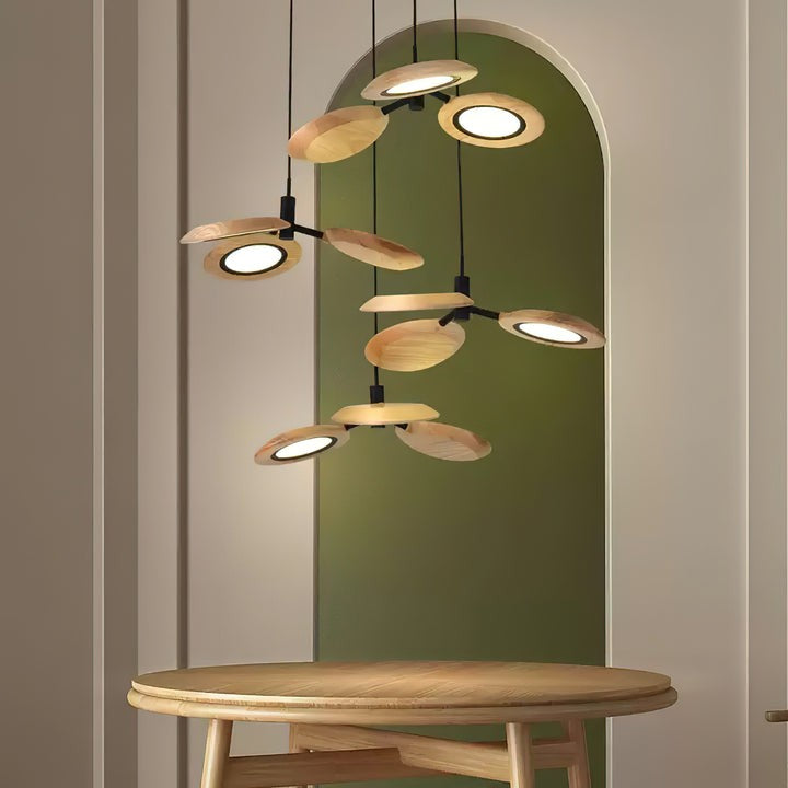 Natural Floating Wood LED Chandelier