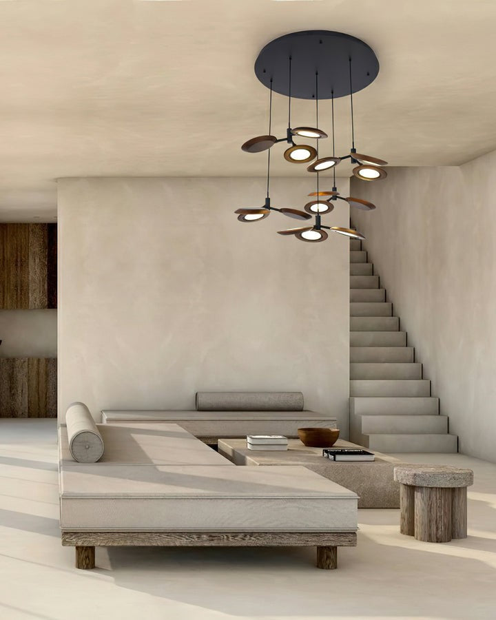 Natural Floating Wood LED Chandelier