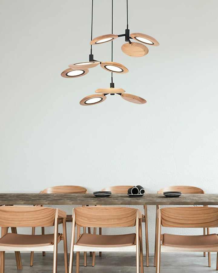 Natural Floating Wood LED Chandelier
