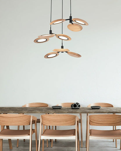 Natural Floating Wood LED Chandelier