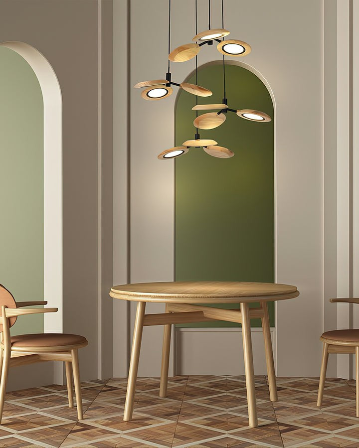 Natural Floating Wood LED Chandelier