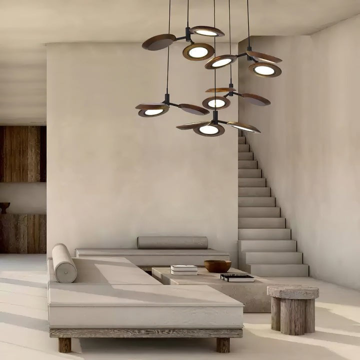 Natural Floating Wood LED Chandelier