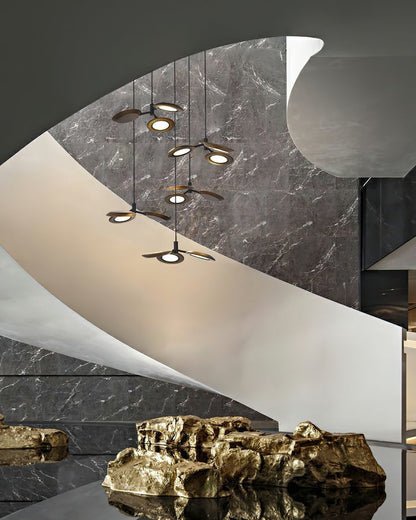 Natural Floating Wood LED Chandelier