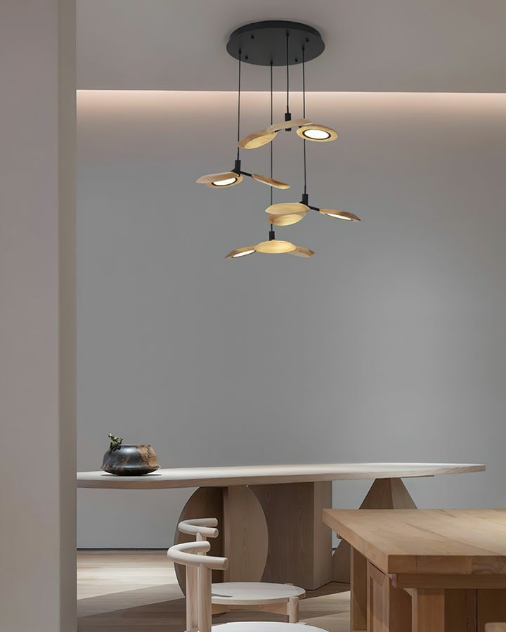 Natural Floating Wood LED Chandelier