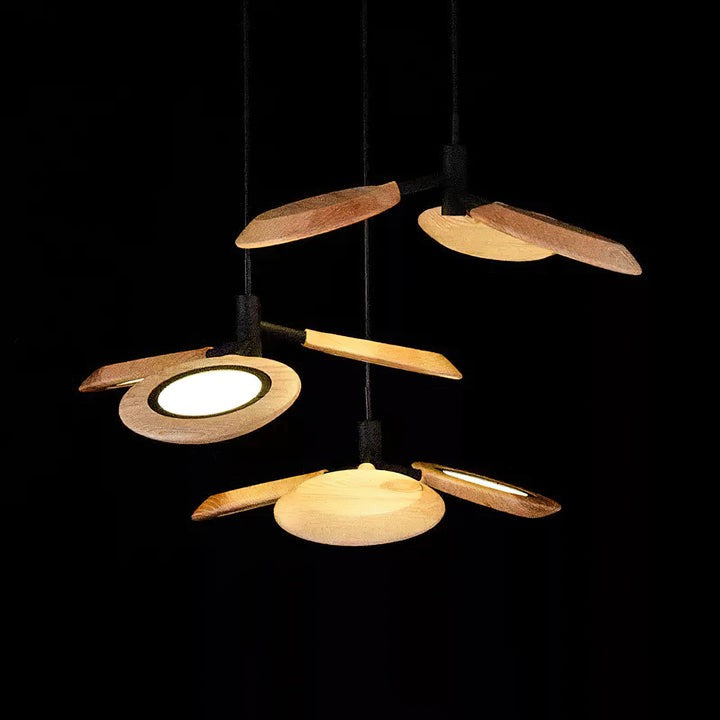 Natural Floating Wood LED Chandelier