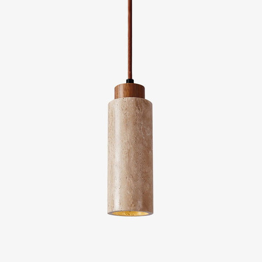 Natural Travertine Cylinder Pendant Light