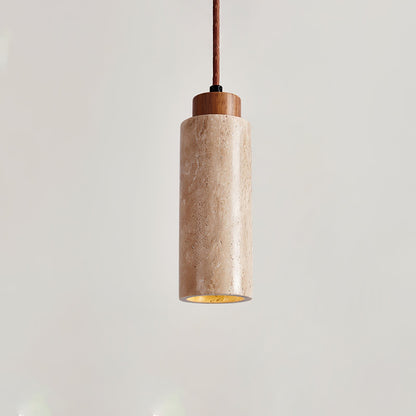 Natural Travertine Cylinder Pendant Light