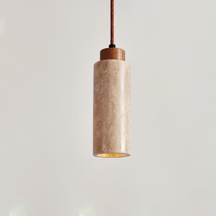 Natural Travertine Cylinder Pendant Light
