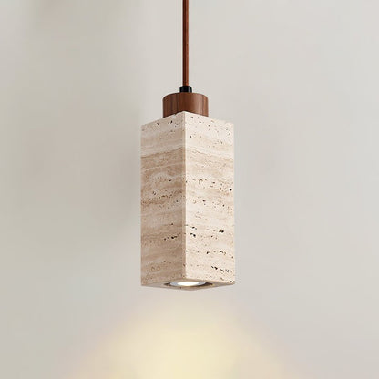 Natural Travertine Cylinder Pendant Light
