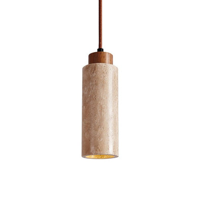 Natural Travertine Cylinder Pendant Light