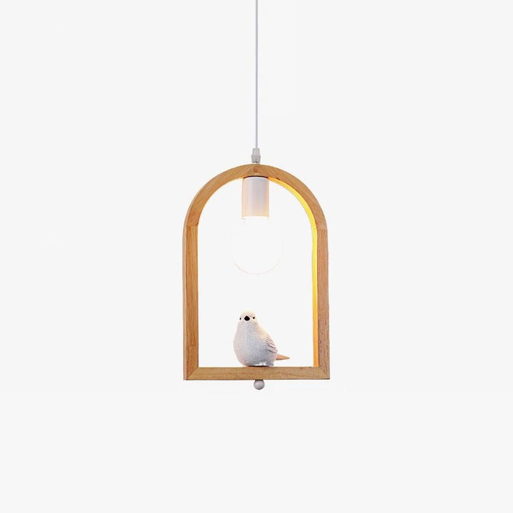 Nordic-Style Wooden &amp; Resin Bird Pendant Lamp