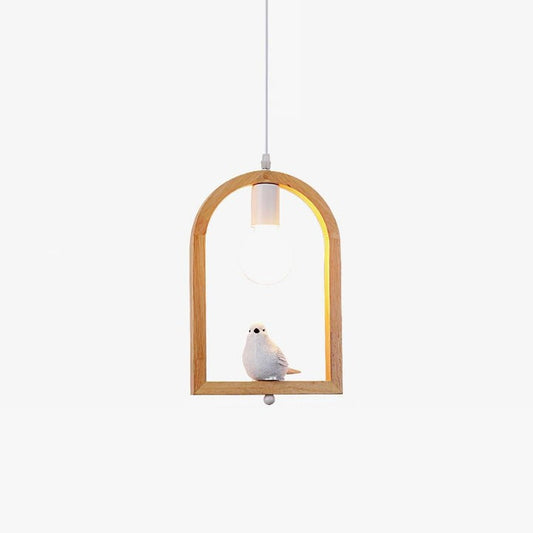 Nordic-Style Wooden &amp; Resin Bird Pendant Lamp