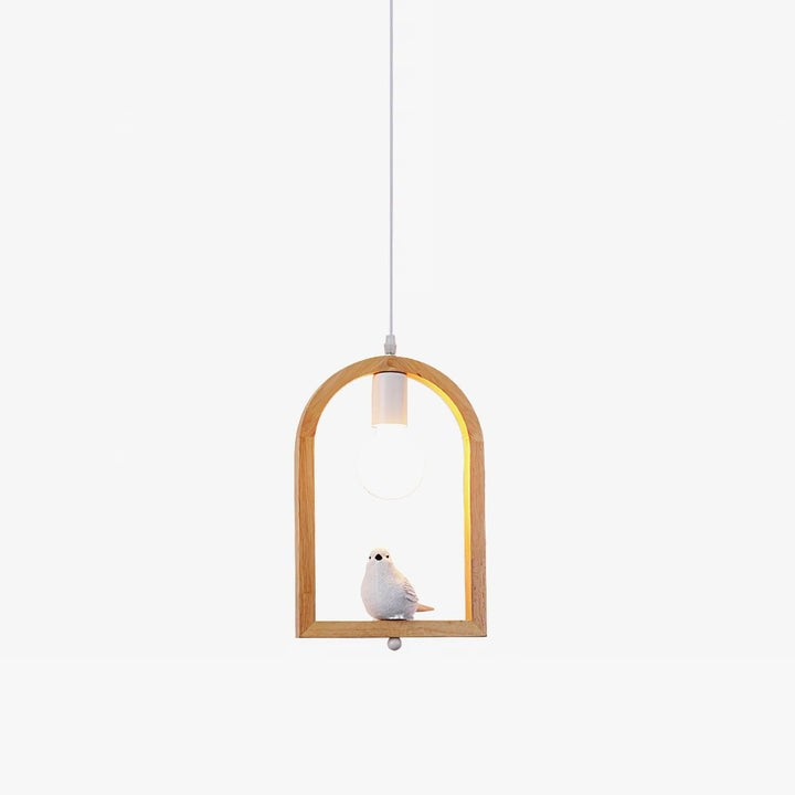 Nordic-Style Wooden &amp; Resin Bird Pendant Lamp
