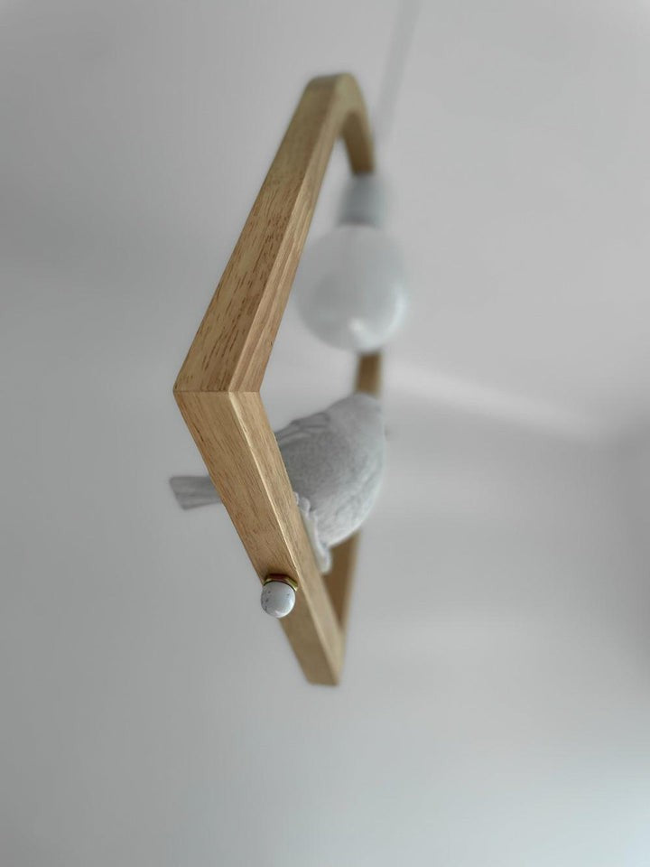 Nordic-Style Wooden &amp; Resin Bird Pendant Lamp