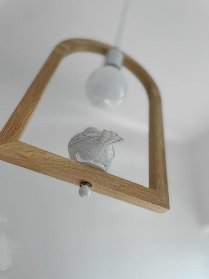 Nordic-Style Wooden &amp; Resin Bird Pendant Lamp