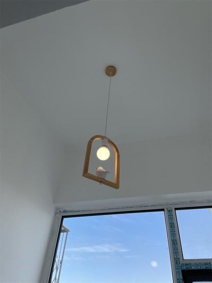 Nordic-Style Wooden &amp; Resin Bird Pendant Lamp