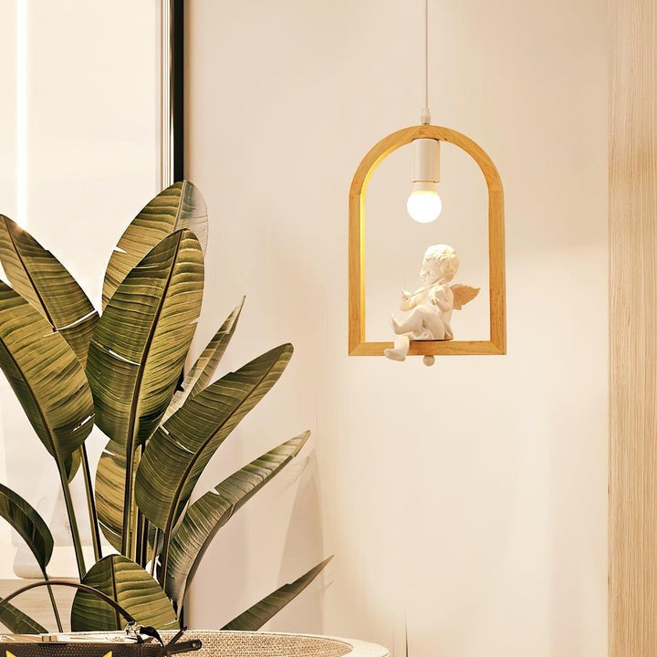 Nordic-Style Wooden &amp; Resin Bird Pendant Lamp