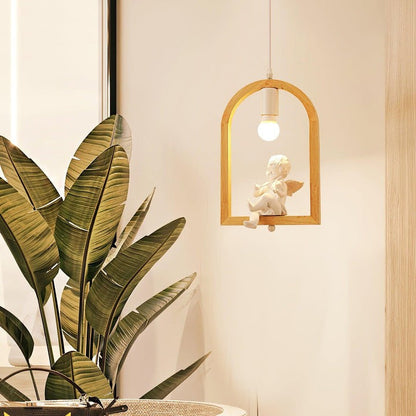 Nordic-Style Wooden &amp; Resin Bird Pendant Lamp