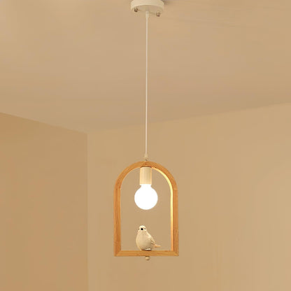 Nordic-Style Wooden &amp; Resin Bird Pendant Lamp