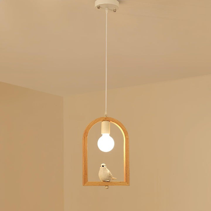 Nordic-Style Wooden &amp; Resin Bird Pendant Lamp