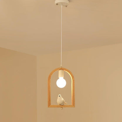 Nordic-Style Wooden &amp; Resin Bird Pendant Lamp