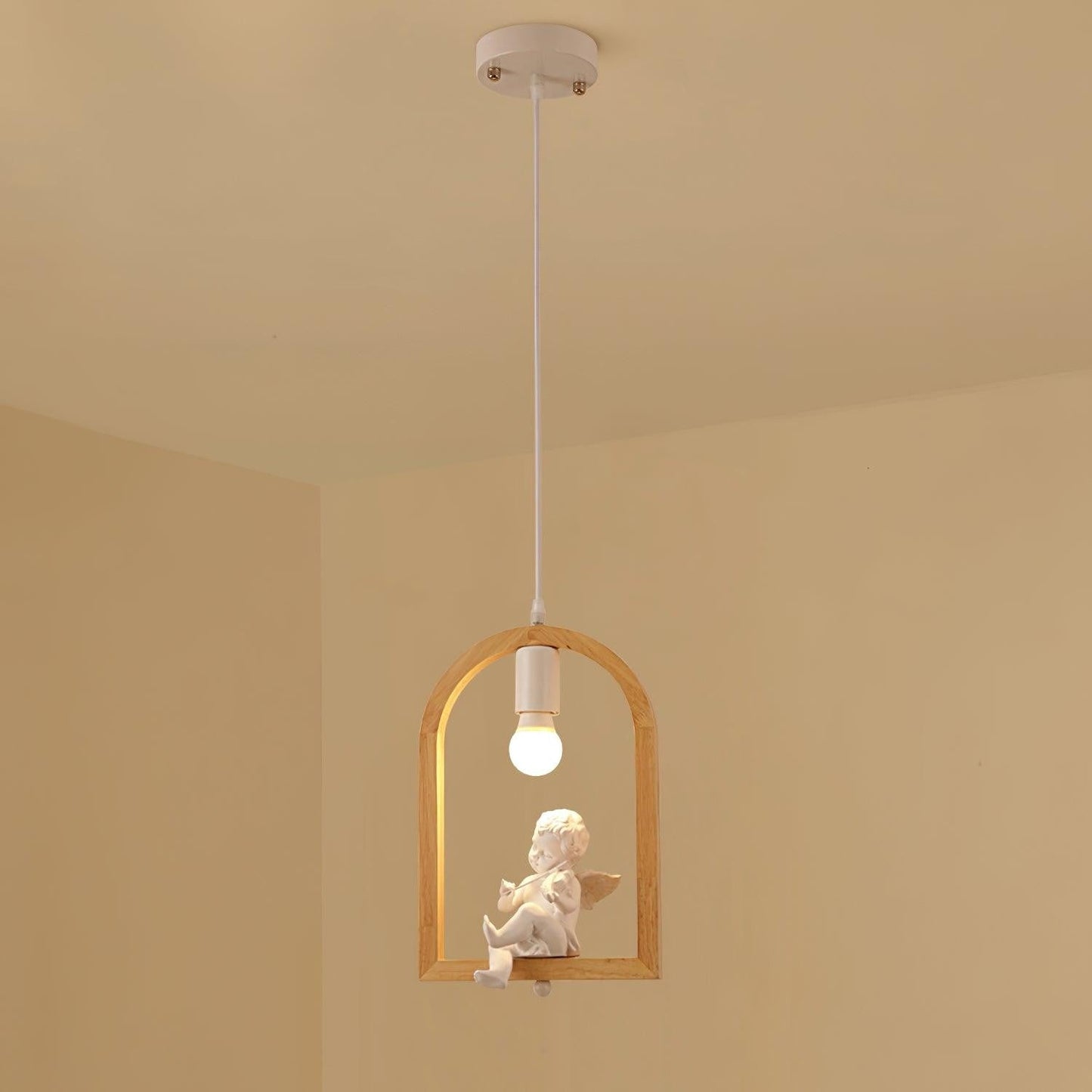 Nordic-Style Wooden &amp; Resin Bird Pendant Lamp
