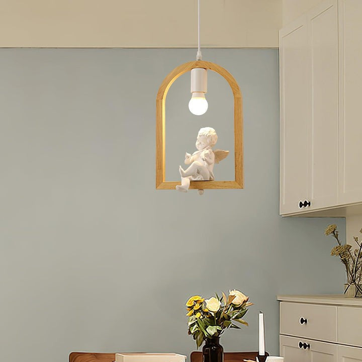 Nordic-Style Wooden &amp; Resin Bird Pendant Lamp