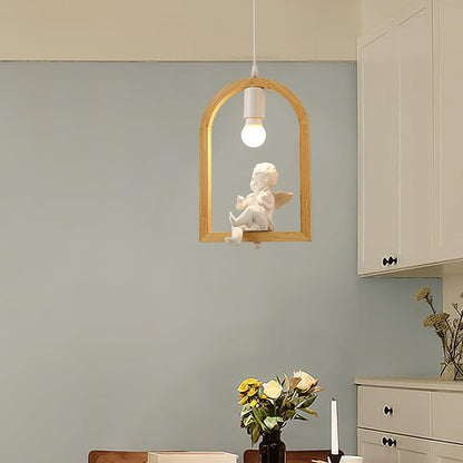 Nordic-Style Wooden &amp; Resin Bird Pendant Lamp