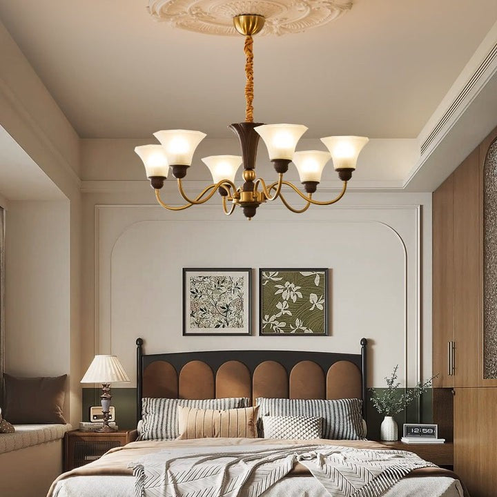 Octavia Modern Wood & Glass Chandelier - 6 & 8 Lights