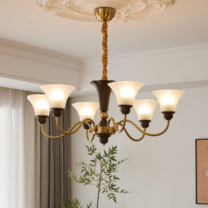 Octavia Modern Wood & Glass Chandelier - 6 & 8 Lights