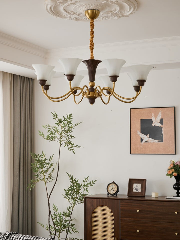 Octavia Modern Wood & Glass Chandelier - 6 & 8 Lights