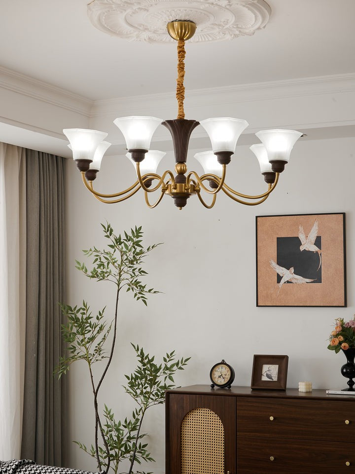 Octavia Modern Wood & Glass Chandelier - 6 & 8 Lights