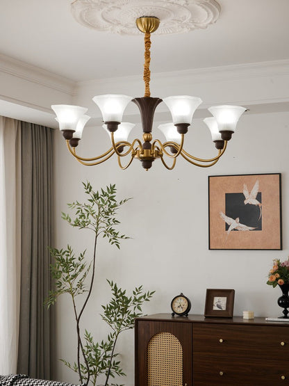 Octavia Modern Wood & Glass Chandelier - 6 & 8 Lights