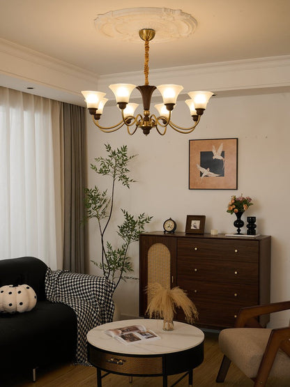 Octavia Modern Wood & Glass Chandelier - 6 & 8 Lights