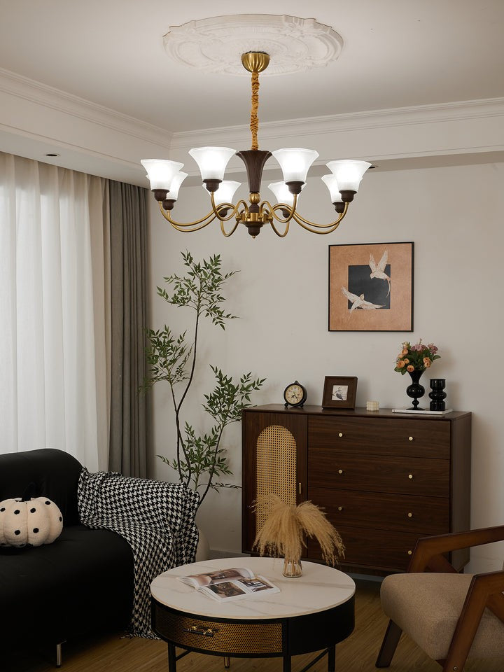 Octavia Modern Wood & Glass Chandelier - 6 & 8 Lights