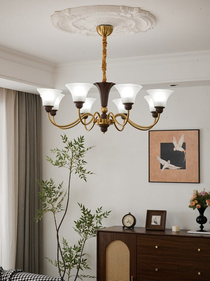 Octavia Modern Wood & Glass Chandelier - 6 & 8 Lights